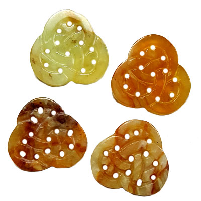 JADE SMALL PENDANT TRIPLE MONEY 26MM MULTI (4 PCS)